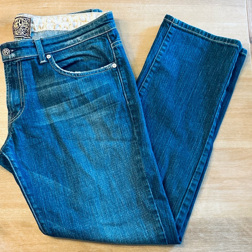 Rich & Skinny Low Rise Straight Leg Distressed Denim, see measurements for size